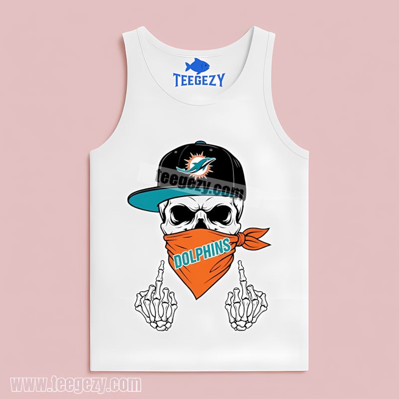 Miami Dolphins Skull Bandana Vintage Tanktop Miami Dolphins Skull Bandana Vintage Tanktop