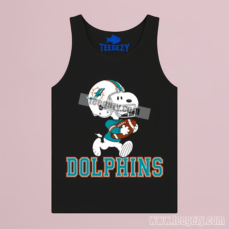 Miami Dolphins Snoopy Football Running Trendy Tanktop Miami Dolphins Snoopy Football Running Trendy Tanktop