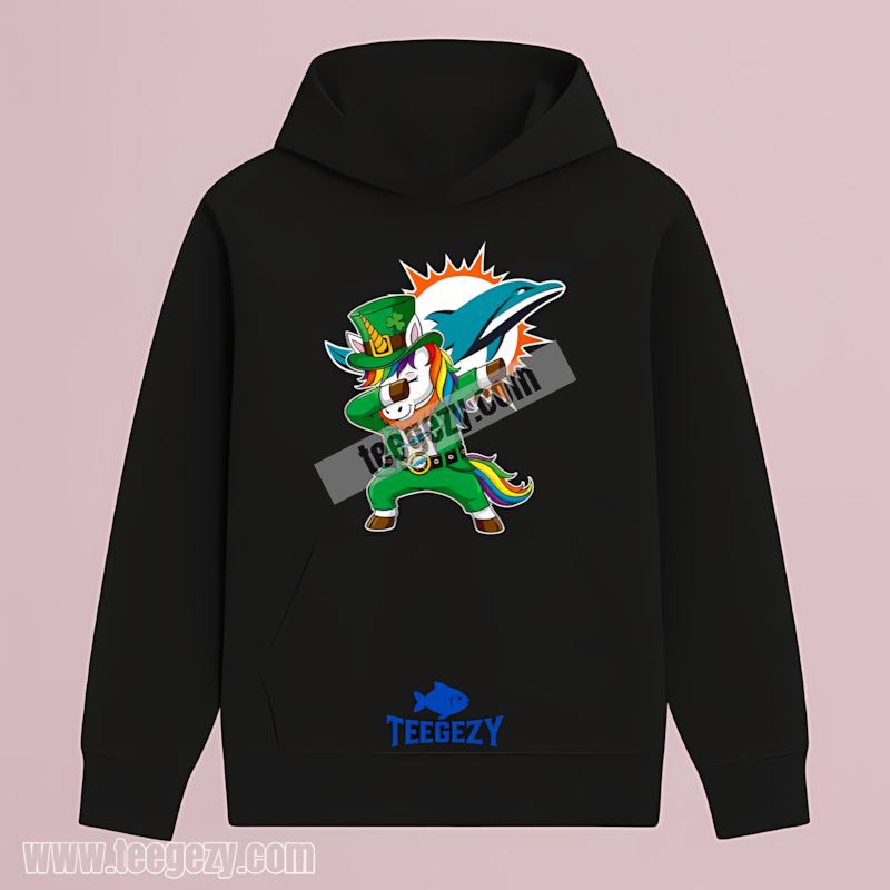 Miami Dolphins St Patricks Day Dabbing Unicorn Adults Hoodie Miami Dolphins St Patricks Day Dabbing Unicorn Adults Hoodie