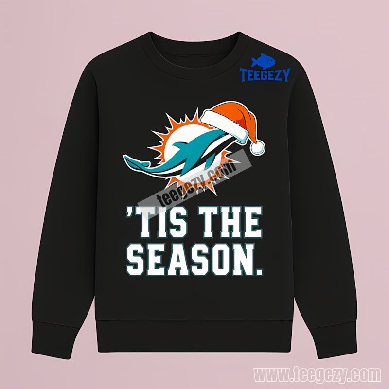 Miami Dolphins Tis The Season Christmas Adults Long Sleeve Miami Dolphins Tis The Season Christmas Adults Long Sleeve