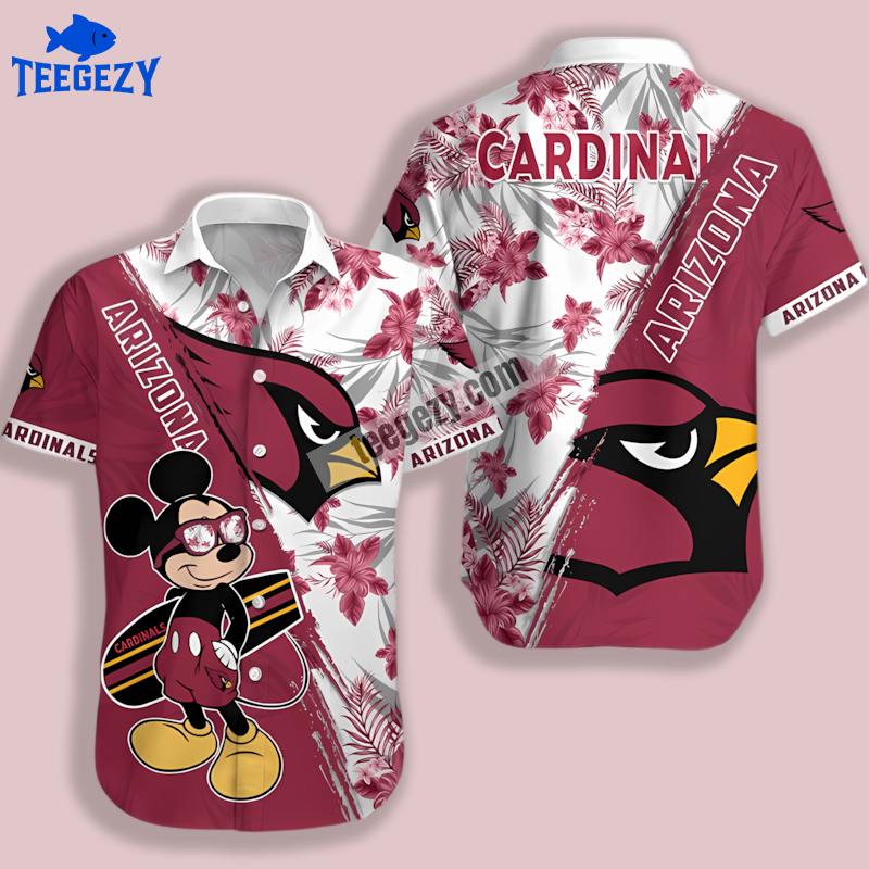 Mickey Beach Red Arizona Cardinals Funny Hawaiian Shirt Mickey Beach Red Arizona Cardinals Funny Hawaiian Shirt