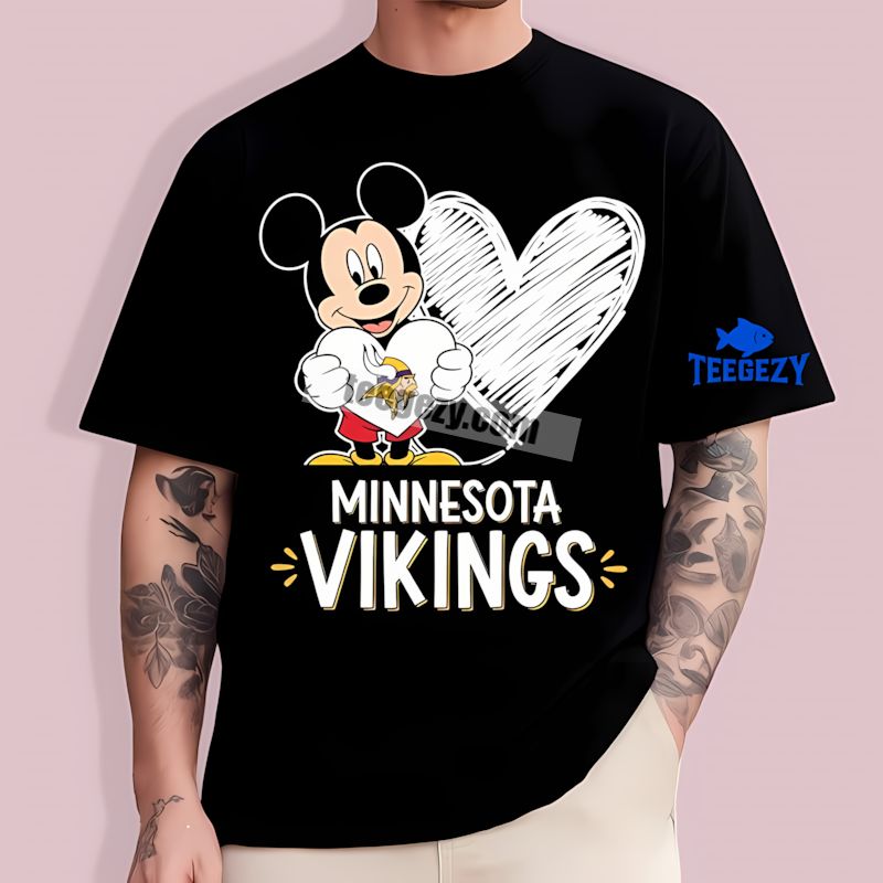 Mickey Heart Cool Design Minnesota Vikings T-Shirt Mickey Heart Cool Design Minnesota Vikings T-Shirt