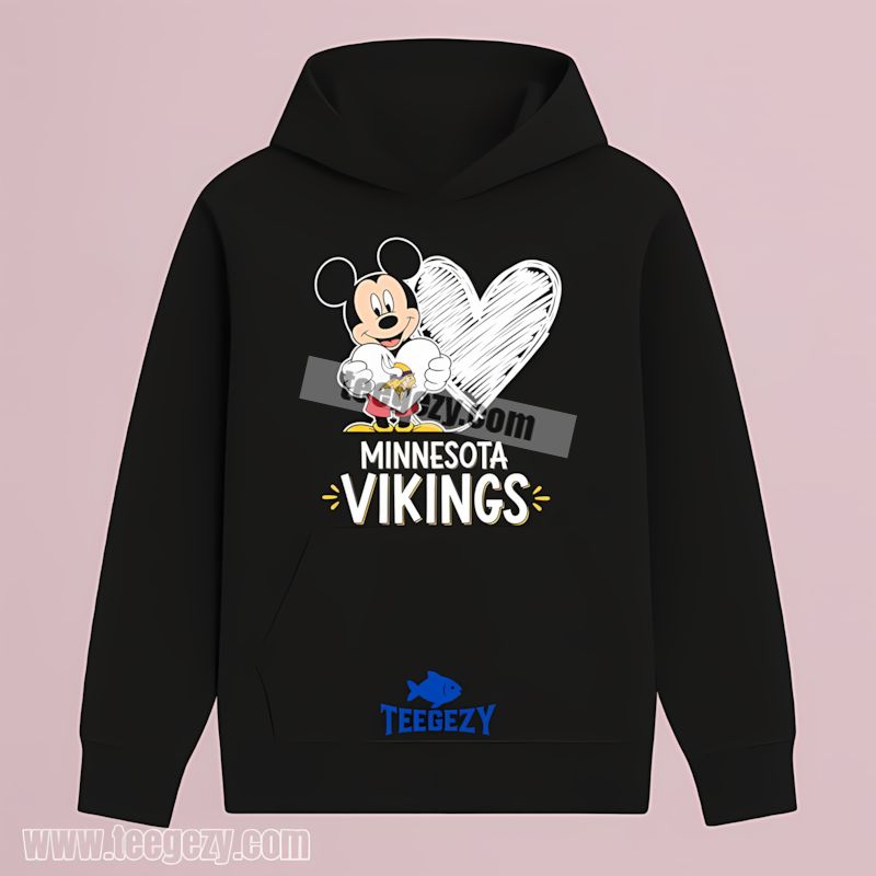 Mickey Heart Cool Design Minnesota Vikings Hoodie Mickey Heart Cool Design Minnesota Vikings Hoodie