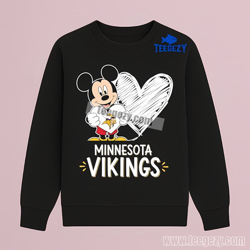 Mickey Heart Cool Design Minnesota Vikings Long Sleeve Mickey Heart Cool Design Minnesota Vikings Long Sleeve