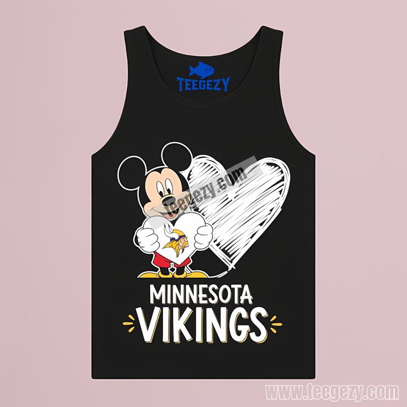 Mickey Heart Cool Design Minnesota Vikings Tanktop Mickey Heart Cool Design Minnesota Vikings Tanktop