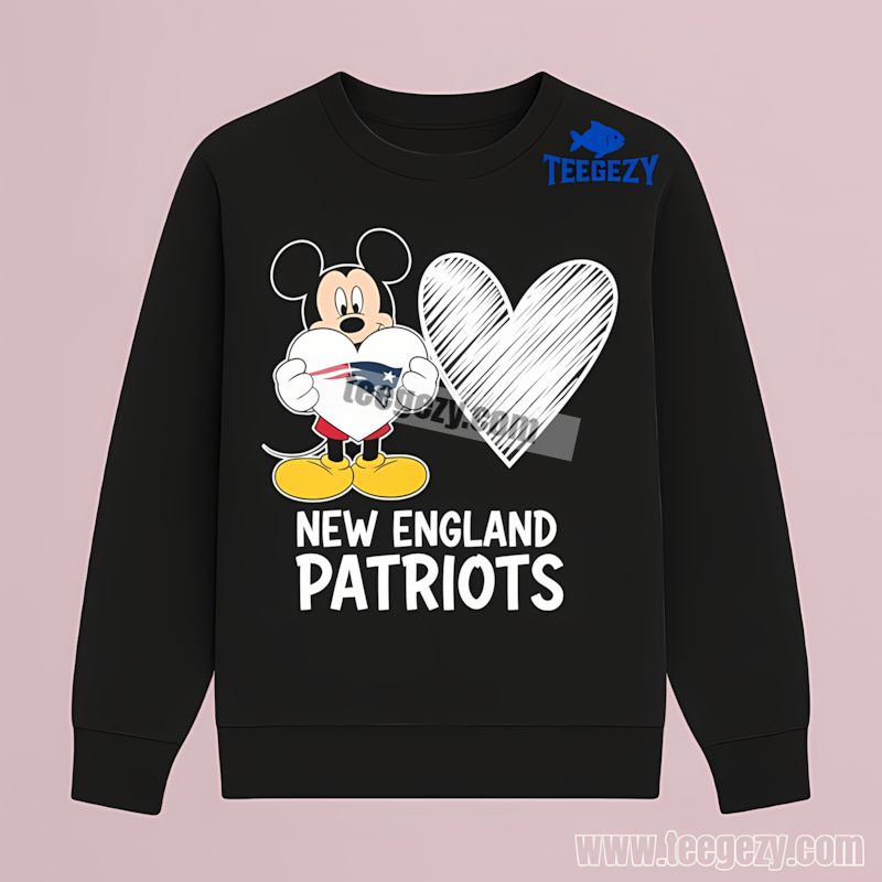 Mickey Heart Love New England Patriots Regular Long Sleeve Mickey Heart Love New England Patriots Regular Long Sleeve