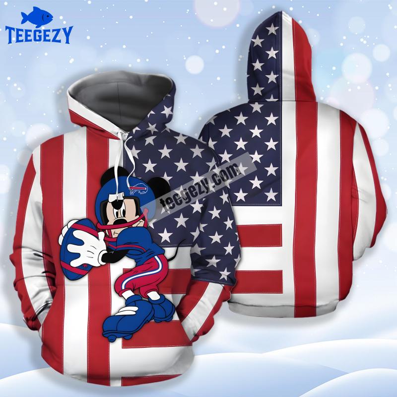 Mickey Mouse Buffalo Bills Red Blue 3D Pattern Hoodie Mickey Mouse Buffalo Bills Red Blue 3D Pattern Hoodie