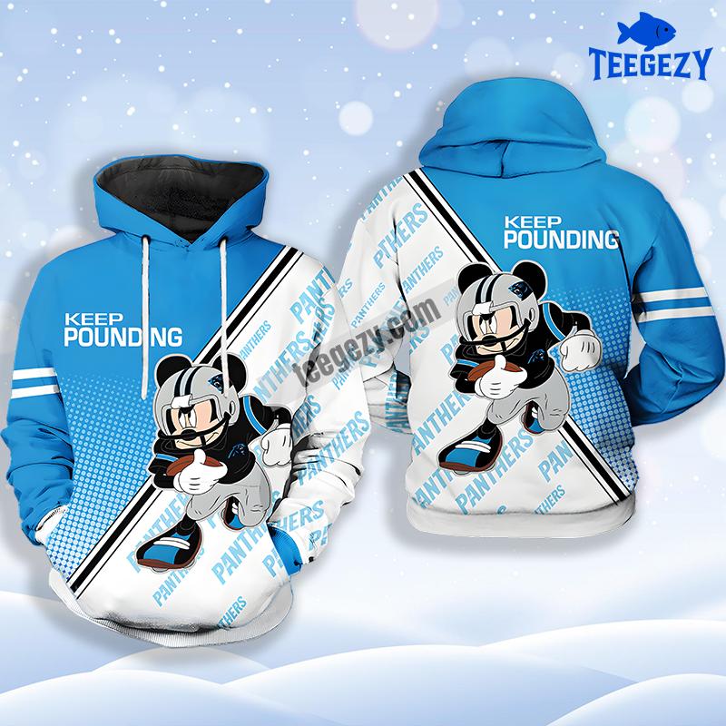 Mickey Mouse Carolina Panthers White Blue 3D Cool Hoodie Mickey Mouse Carolina Panthers White Blue 3D Cool Hoodie
