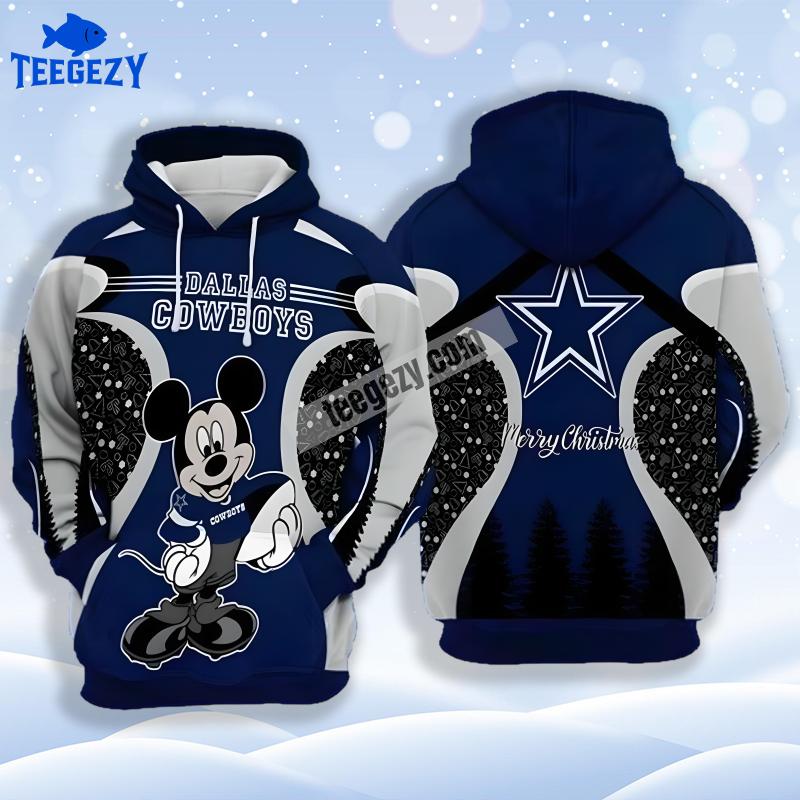 Mickey Mouse Dallas Cowboys Grey Blue 3D Zip Up Hoodie Mickey Mouse Dallas Cowboys Grey Blue 3D Zip Up Hoodie