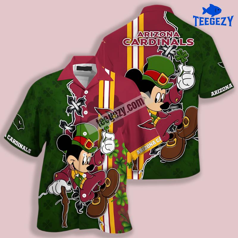 Mickey St Patrick Day Green Arizona Cardinals Cute Hawaiian Shirt Mickey St Patrick Day Green Arizona Cardinals Cute Hawaiian Shirt