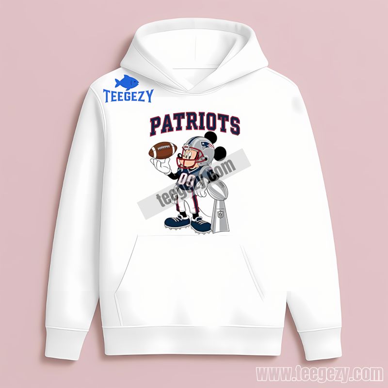 Mickey Super Bowl Action New England Patriots Mens Graphic Hoodie Mickey Super Bowl Action New England Patriots Mens Graphic Hoodie