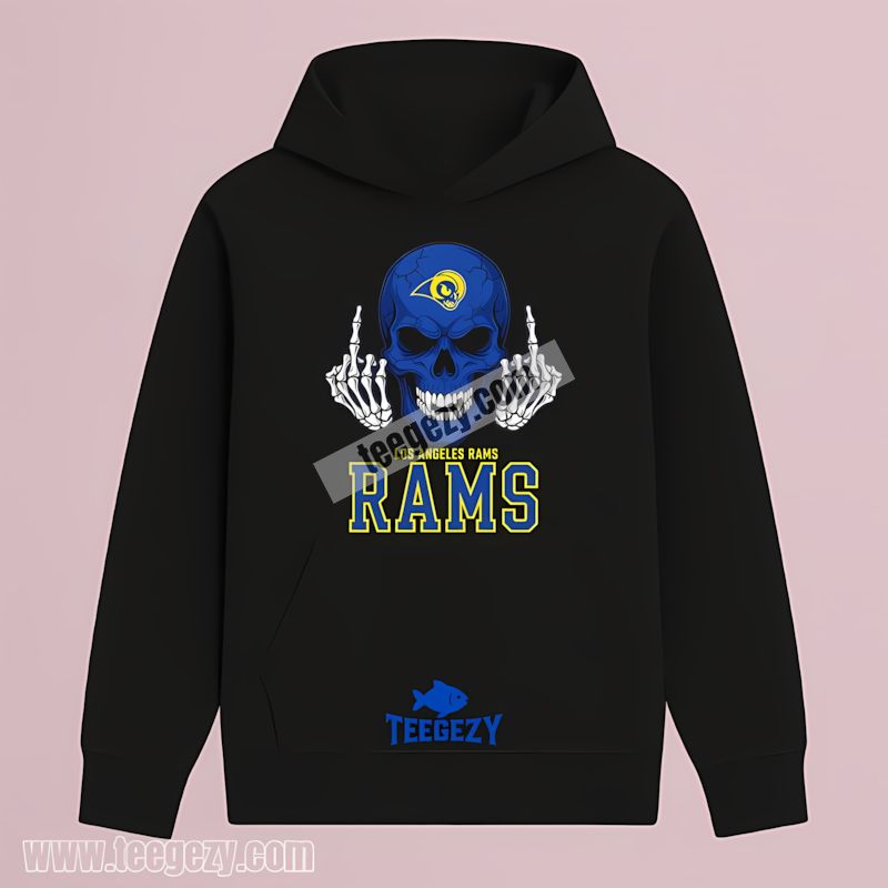 Middle Finger Skull Design Los Angeles Rams Hoodie Middle Finger Skull Design Los Angeles Rams Hoodie