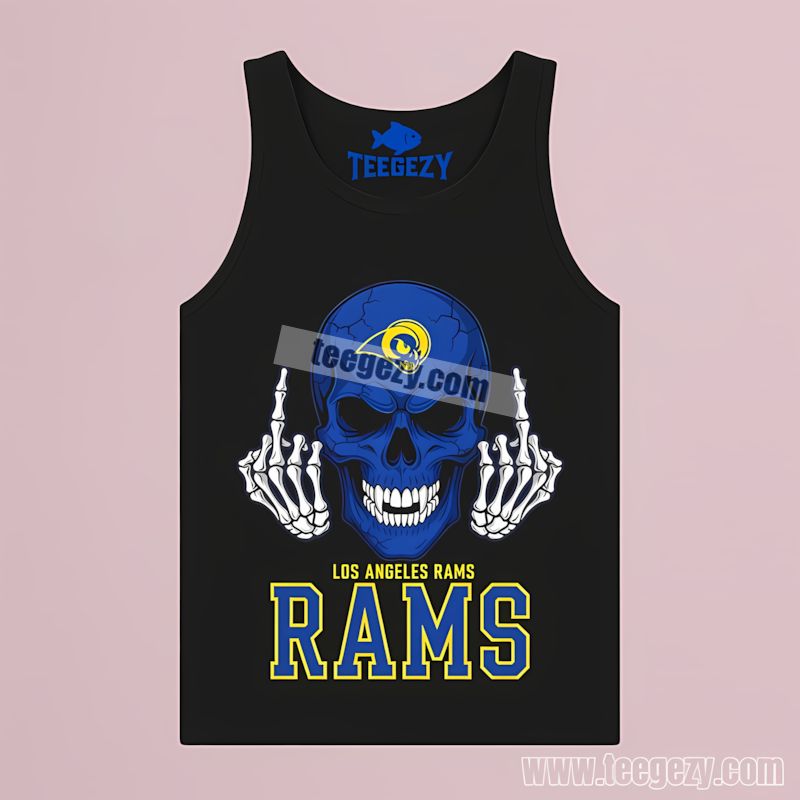 Middle Finger Skull Design Los Angeles Rams Tanktop Middle Finger Skull Design Los Angeles Rams Tanktop