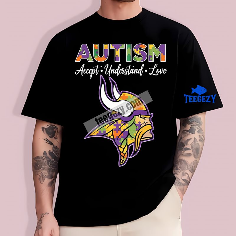 Minnesota Vikings Autism Awareness Support Love T-Shirt Minnesota Vikings Autism Awareness Support Love T-Shirt