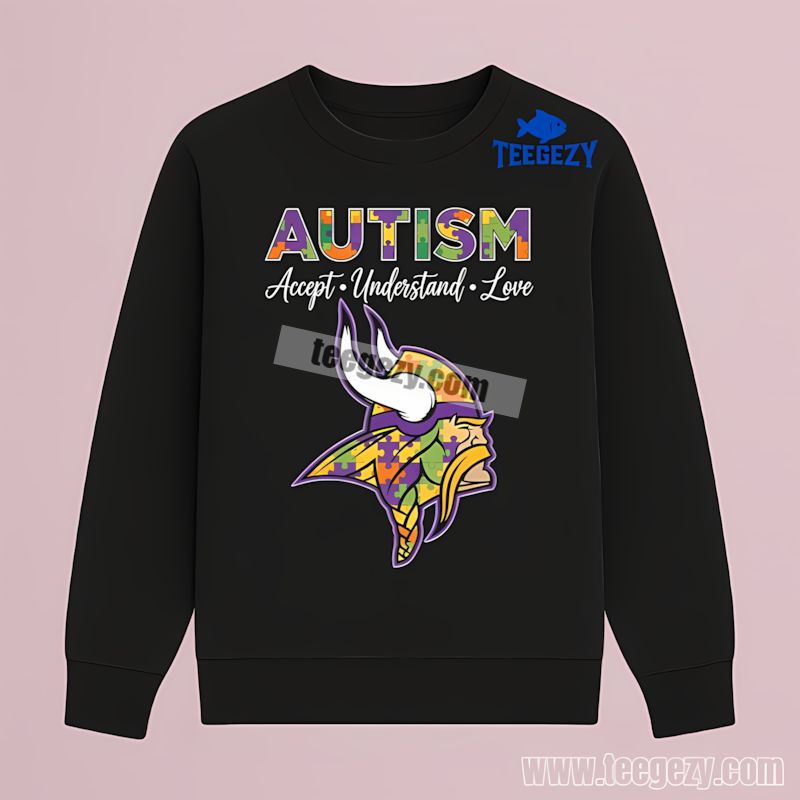 Minnesota Vikings Autism Awareness Support Love Long Sleeve Minnesota Vikings Autism Awareness Support Love Long Sleeve
