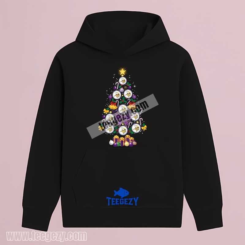Minnesota Vikings Christmas Tree Logo Print Hoodie Minnesota Vikings Christmas Tree Logo Print Hoodie