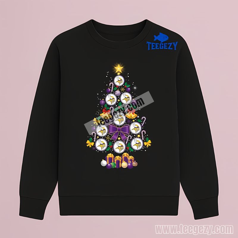 Minnesota Vikings Christmas Tree Logo Print Long Sleeve Minnesota Vikings Christmas Tree Logo Print Long Sleeve