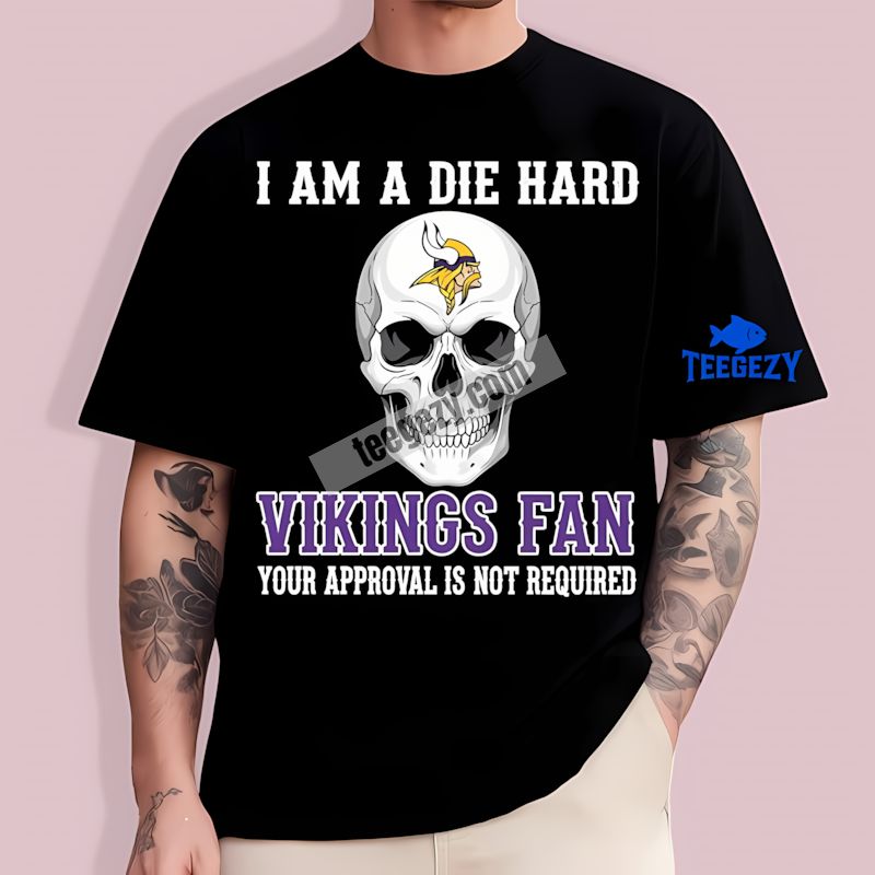 Minnesota Vikings Die Hard Fan Skull Halloween Theme T-Shirt Minnesota Vikings Die Hard Fan Skull Halloween Theme T-Shirt