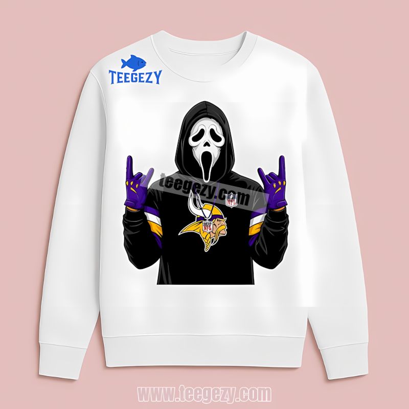Minnesota Vikings Ghostface Halloween Spooky Casual Long Sleeve Minnesota Vikings Ghostface Halloween Spooky Casual Long Sleeve