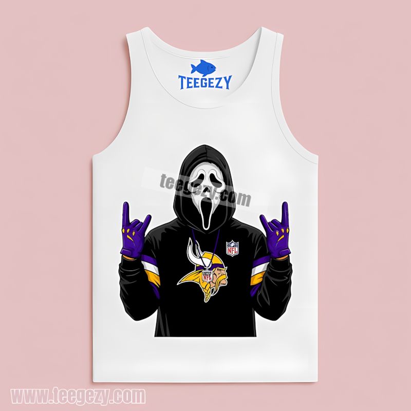 Minnesota Vikings Ghostface Halloween Spooky Casual Tanktop Minnesota Vikings Ghostface Halloween Spooky Casual Tanktop