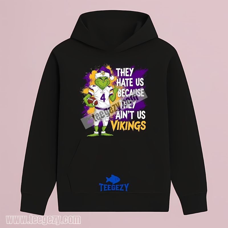Minnesota Vikings Grinch They Hate Us Statement Design Hoodie Minnesota Vikings Grinch They Hate Us Statement Design Hoodie
