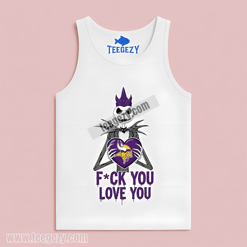 Minnesota Vikings Heart Jack Skellington Nfl Spirit Tanktop Minnesota Vikings Heart Jack Skellington Nfl Spirit Tanktop