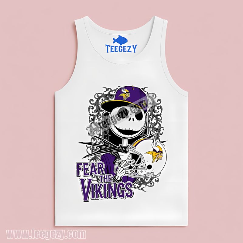 Minnesota Vikings Jack Skellington Fear Custom Halloween Tanktop Minnesota Vikings Jack Skellington Fear Custom Halloween Tanktop