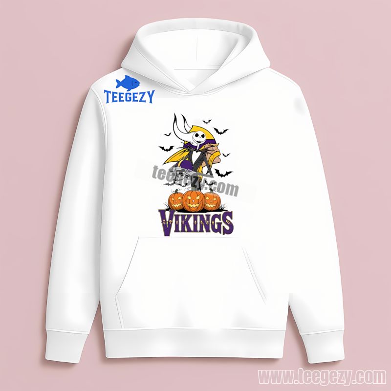 Minnesota Vikings Jack Skellington Halloween Pumpkin Hoodie Minnesota Vikings Jack Skellington Halloween Pumpkin Hoodie