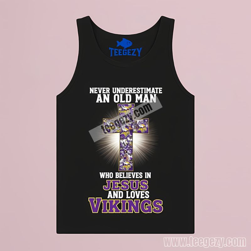 Minnesota Vikings Never Underestimate An Old Man Jesus Tanktop Minnesota Vikings Never Underestimate An Old Man Jesus Tanktop