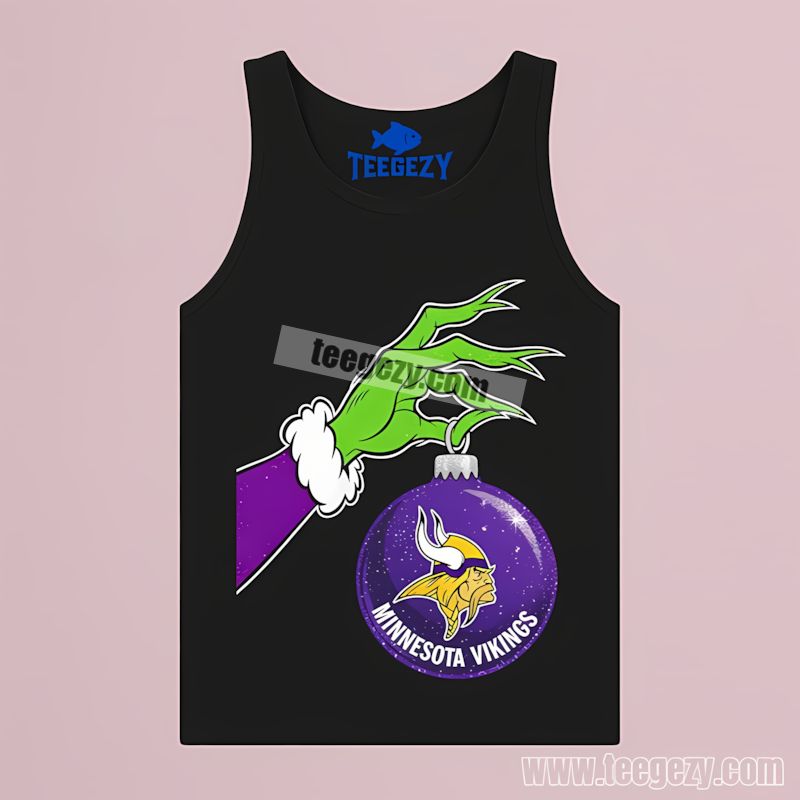 Minnesota Vikings Ornament Held By Grinch Classic Xmas Tanktop Minnesota Vikings Ornament Held By Grinch Classic Xmas Tanktop