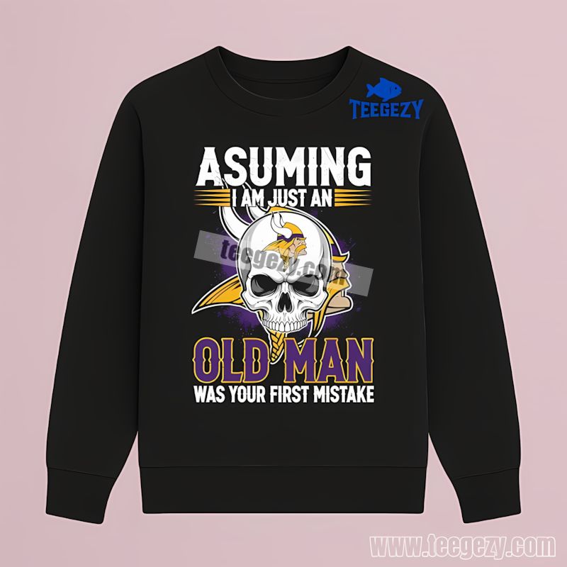 Minnesota Vikings Skull Old Man Football All Day Long Sleeve Minnesota Vikings Skull Old Man Football All Day Long Sleeve
