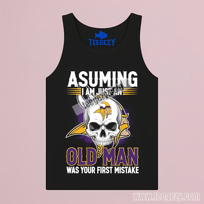 Minnesota Vikings Skull Old Man Football All Day Tanktop Minnesota Vikings Skull Old Man Football All Day Tanktop