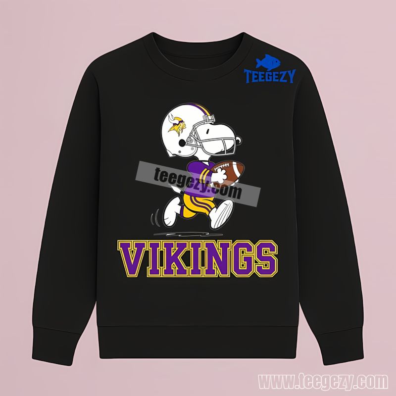 Minnesota Vikings Snoopy Running Football Scene Long Sleeve Minnesota Vikings Snoopy Running Football Scene Long Sleeve