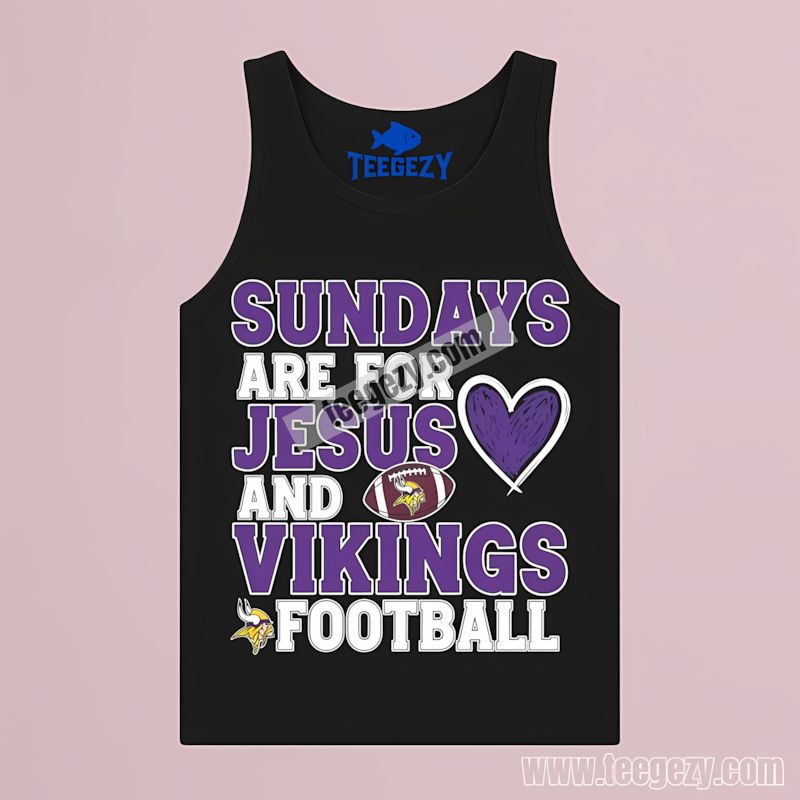 Minnesota Vikings Sundays Jesus And Football Retro Tanktop Minnesota Vikings Sundays Jesus And Football Retro Tanktop