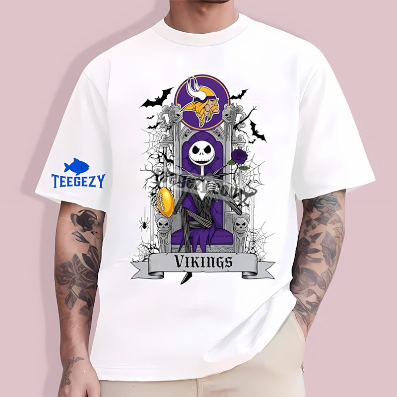 Minnesota Vikings Throne Jack Skellington Inspired T-Shirt Minnesota Vikings Throne Jack Skellington Inspired T-Shirt