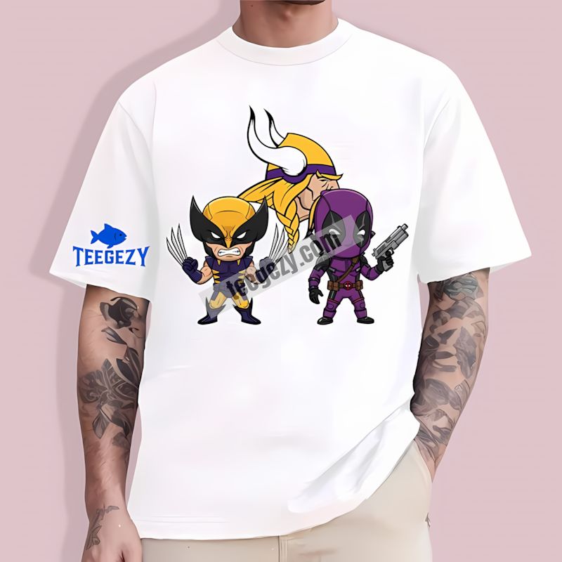 Minnesota Vikings Wolverine Deadpool Superhero T-Shirt Minnesota Vikings Wolverine Deadpool Superhero T-Shirt