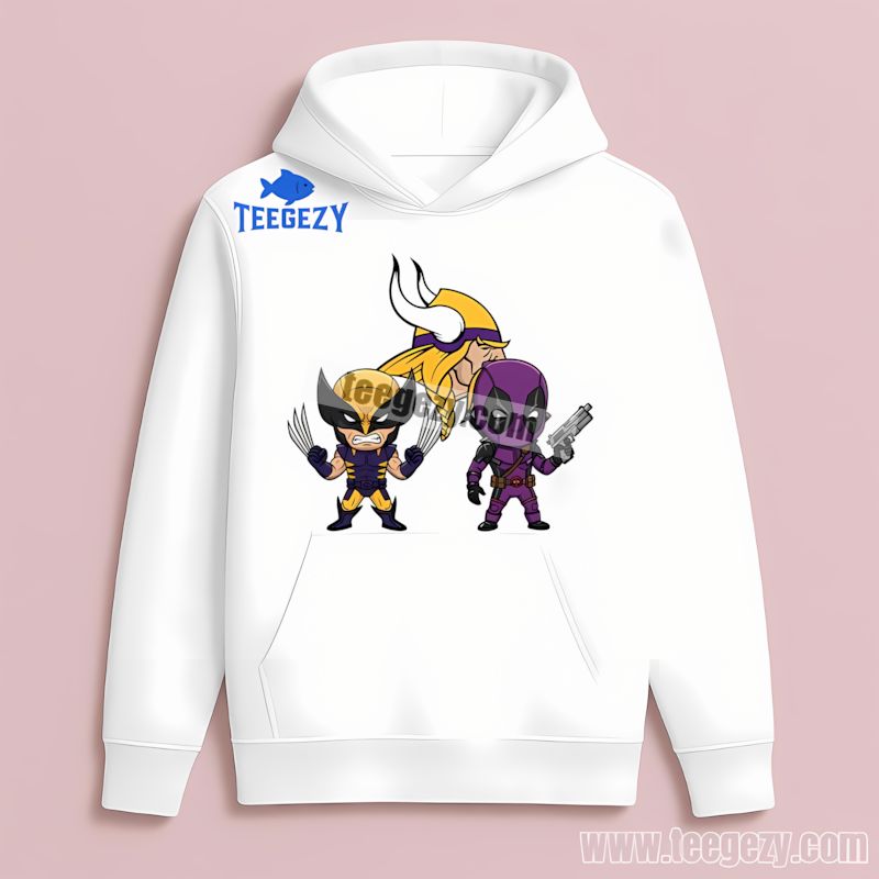 Minnesota Vikings Wolverine Deadpool Superhero Hoodie Minnesota Vikings Wolverine Deadpool Superhero Hoodie