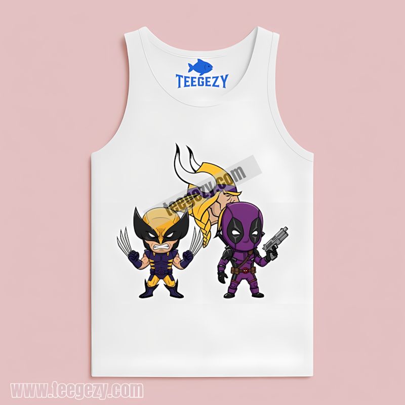 Minnesota Vikings Wolverine Deadpool Superhero Tanktop Minnesota Vikings Wolverine Deadpool Superhero Tanktop