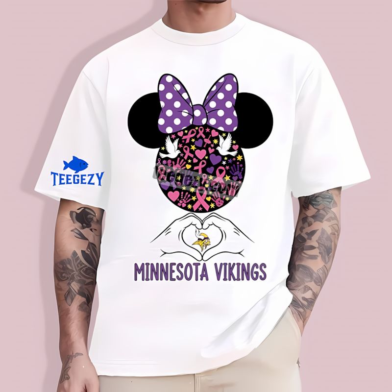 Minnie Mouse Breast Cancer Support Minnesota Vikings T-Shirt Minnie Mouse Breast Cancer Support Minnesota Vikings T-Shirt