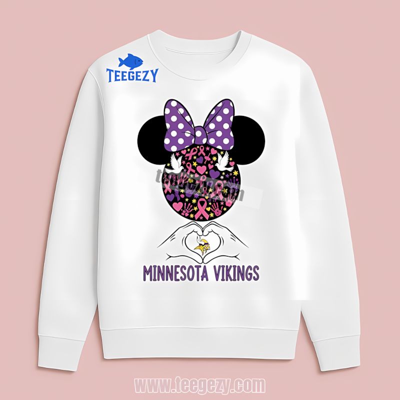 Minnie Mouse Breast Cancer Support Minnesota Vikings Long Sleeve Minnie Mouse Breast Cancer Support Minnesota Vikings Long Sleeve