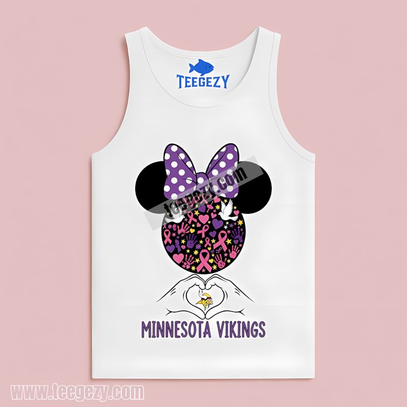 Minnie Mouse Breast Cancer Support Minnesota Vikings Tanktop Minnie Mouse Breast Cancer Support Minnesota Vikings Tanktop