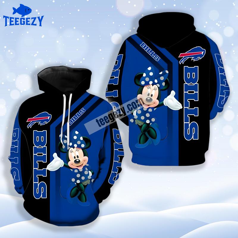 Minnie Mouse Buffalo Bills Blue Black 3D Unisex Hoodie Minnie Mouse Buffalo Bills Blue Black 3D Unisex Hoodie