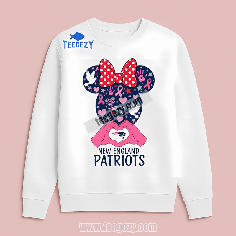 Minnie Mouse Cancer Awareness New England Patriots Long Sleeve Design Minnie Mouse Cancer Awareness New England Patriots Long Sleeve Design