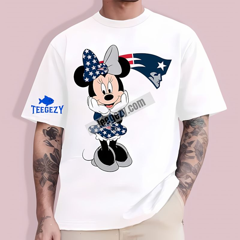 Minnie Mouse Star Theme New England Patriots Supporter Crewneck Shirt