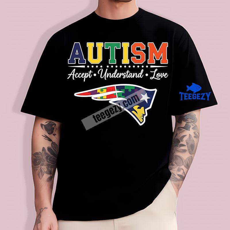 New England Patriots Autism Awareness Love Support Retro T-Shirt New England Patriots Autism Awareness Love Support Retro T-Shirt