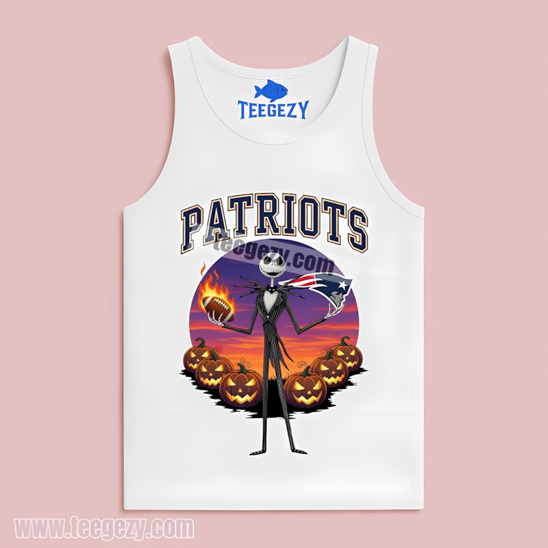 New England Patriots Crewneck Jack Skellington Fan Tanktop New England Patriots Crewneck Jack Skellington Fan Tanktop