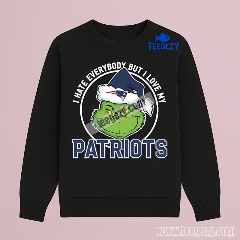 New England Patriots Grinch I Hate Everybody Funny Fan Long Sleeve New England Patriots Grinch I Hate Everybody Funny Fan Long Sleeve