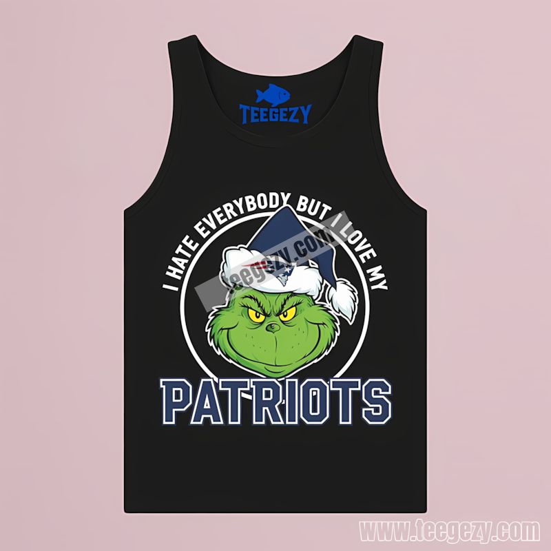 New England Patriots Grinch I Hate Everybody Funny Fan Tanktop New England Patriots Grinch I Hate Everybody Funny Fan Tanktop