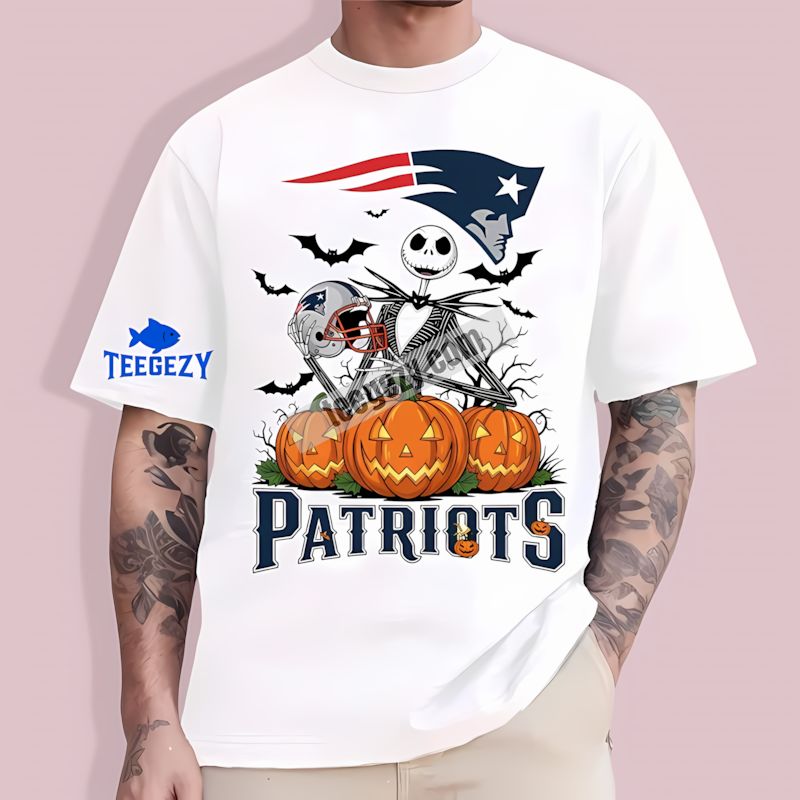 New England Patriots Halloween Jack Skellington Pumpkin T-Shirt New England Patriots Halloween Jack Skellington Pumpkin T-Shirt