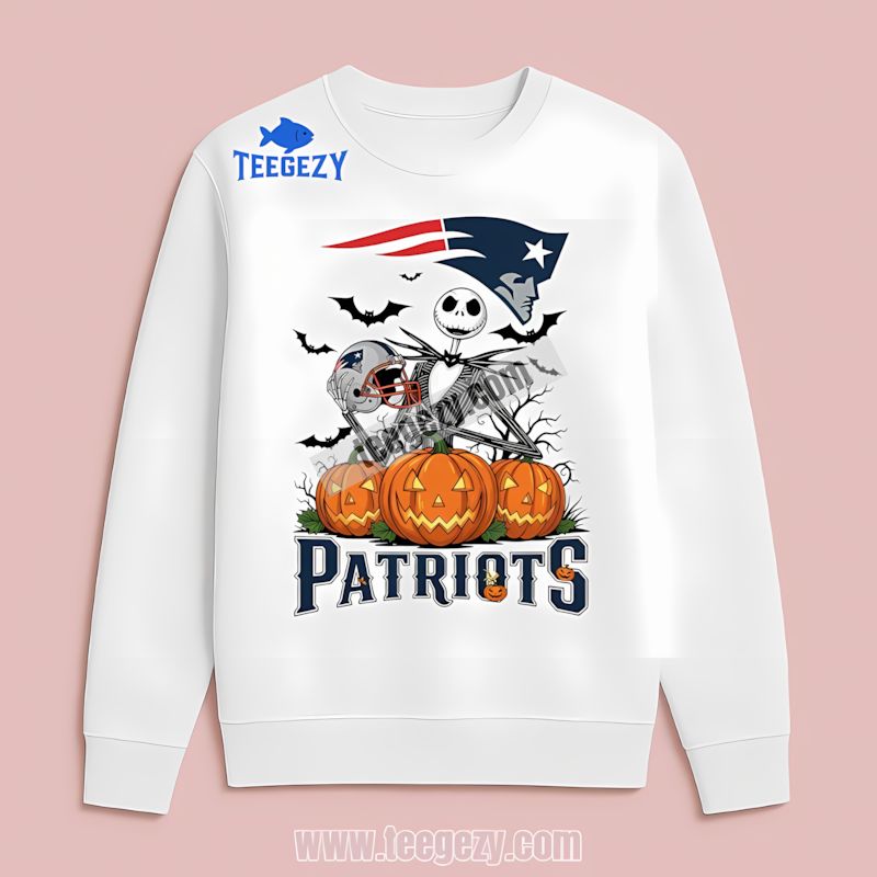 New England Patriots Halloween Jack Skellington Pumpkin Long Sleeve New England Patriots Halloween Jack Skellington Pumpkin Long Sleeve